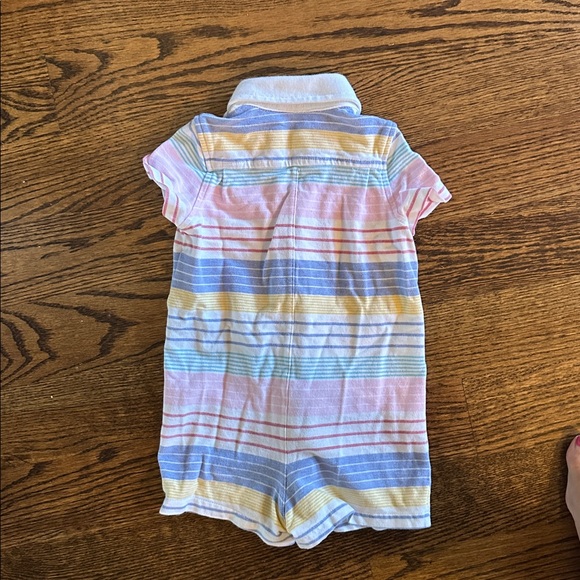 Ralph Lauren White and Blue Striped Baby Romper - Picture 2 of 3